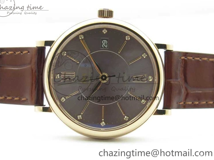 MIROTIME 1226 Portofino 37mm RG V7F 1:1 Best Edition Gray Dial on Deep Brown Leather Strap A SunProtective 7090